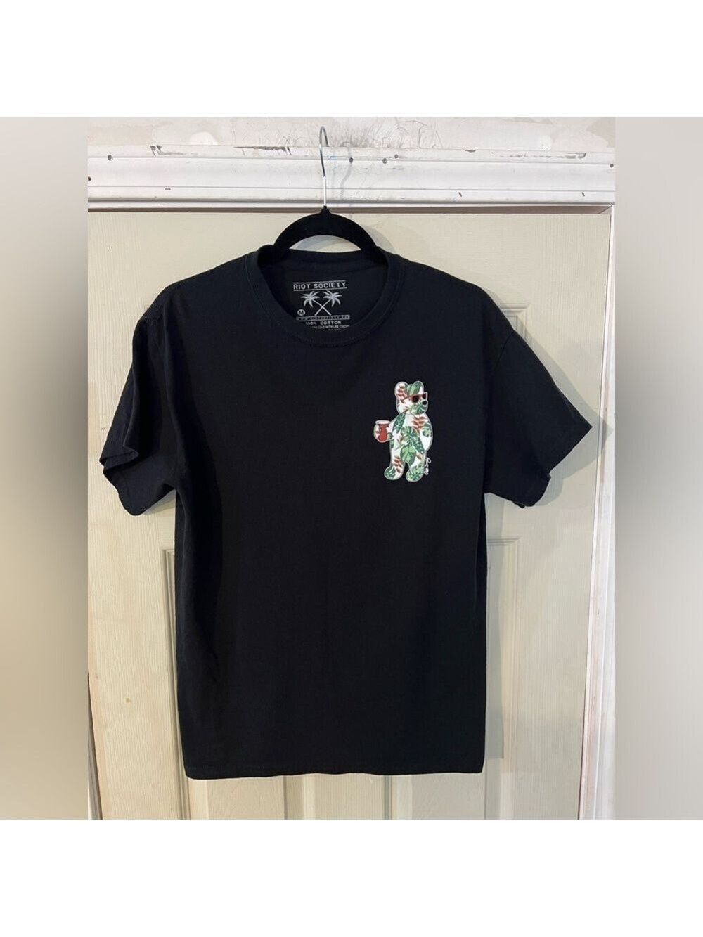 Riot Society T Shirt - Floral Bear with Red Solo Cup